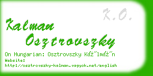 kalman osztrovszky business card